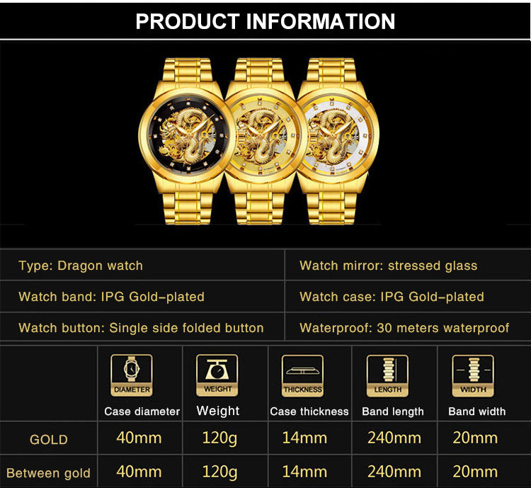 🔥LAST DAY Promotion 49% OFF🔥Fashionable Golden Dragon Watch